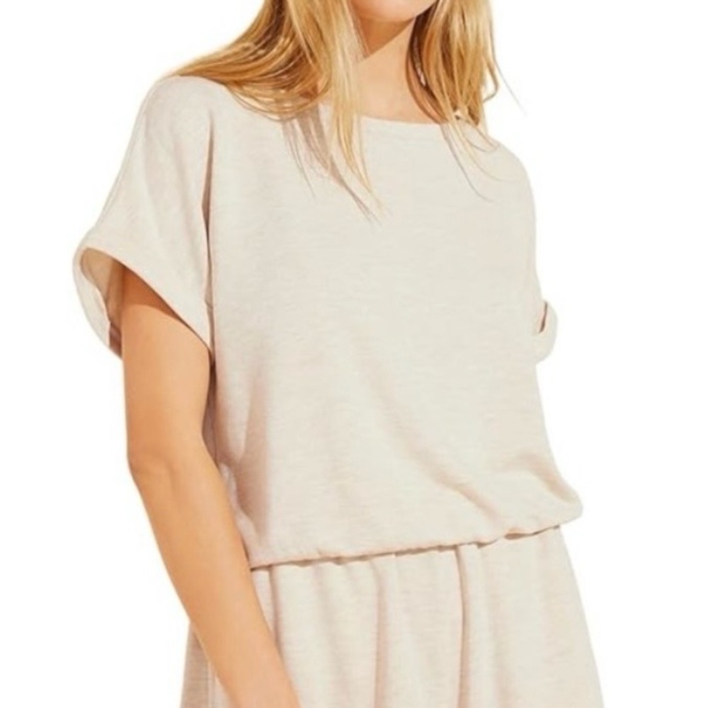 Eberjey Softest Sweats The Short Sleeve Sweatshirt Oatmeal Heather Size M